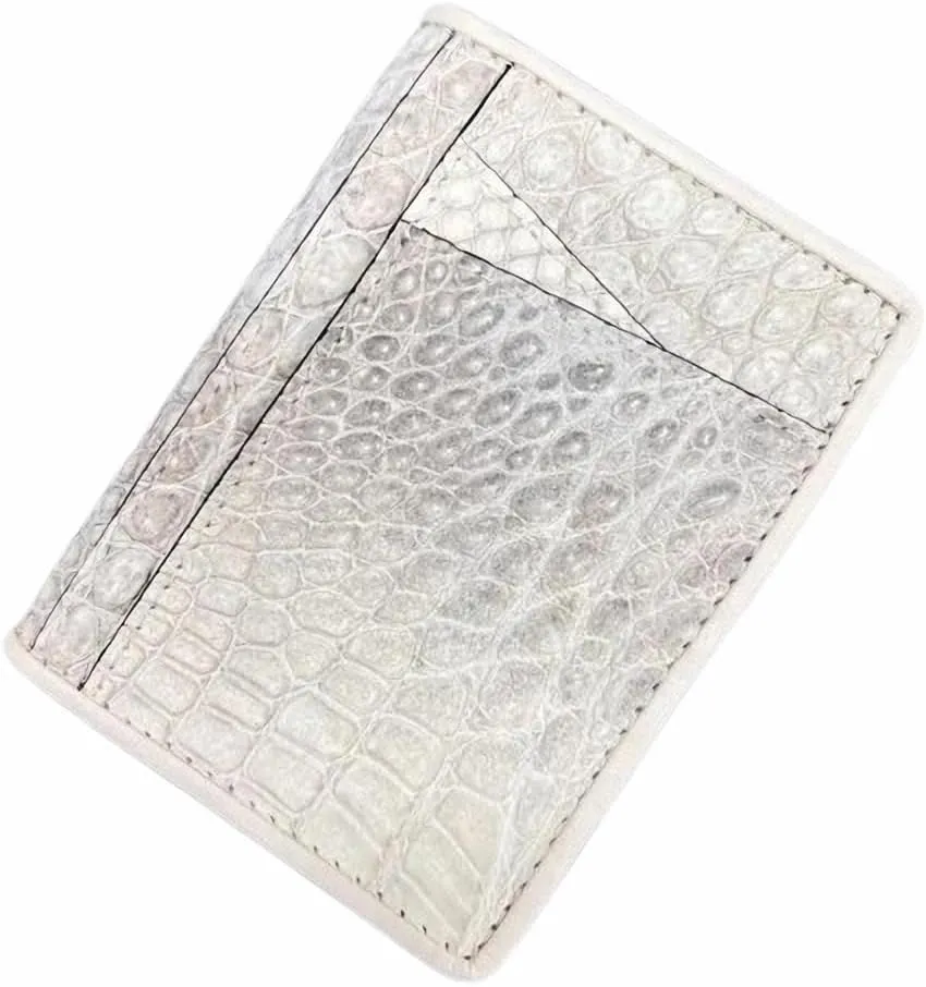 Authentic Crocodile Skin Women Fashion Colorful Card Holders Genuine Alligator Leather Lady Small Short Wallet Female Card Purse (Beige), HF-01602
