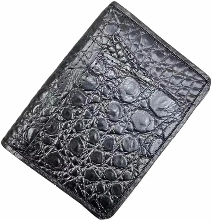 Authentic Crocodile Skin Women Fashion Colorful Card Holders Genuine Alligator Leather Lady Small Short Wallet Female Card Purse (Black), HF-01602