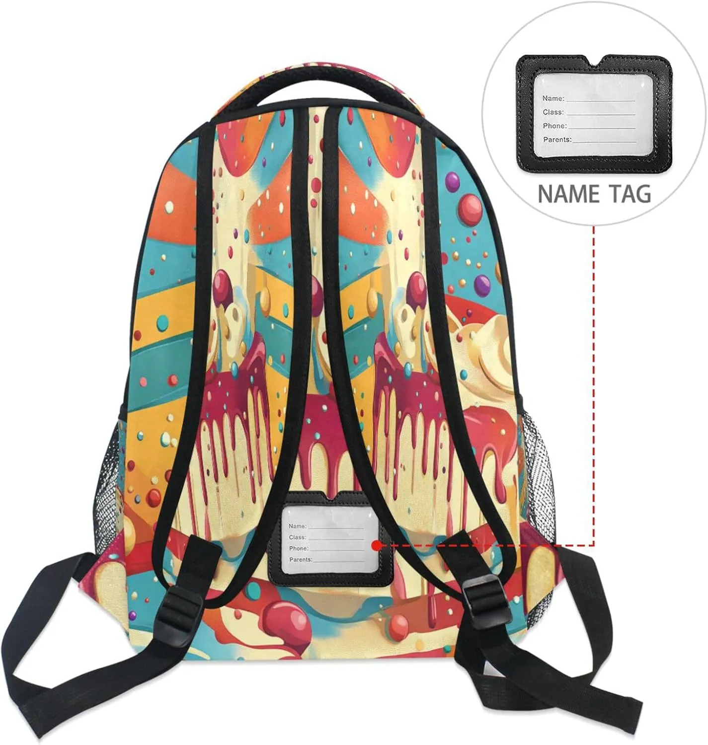 Backpack for Men and Women Fashion Outdoor Backpack with Chest Strap for College Work Date Cake Circus Style