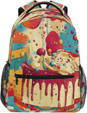 Backpack for Men and Women Fashion Outdoor Backpack with Chest Strap for College Work Date Cake Circus Style