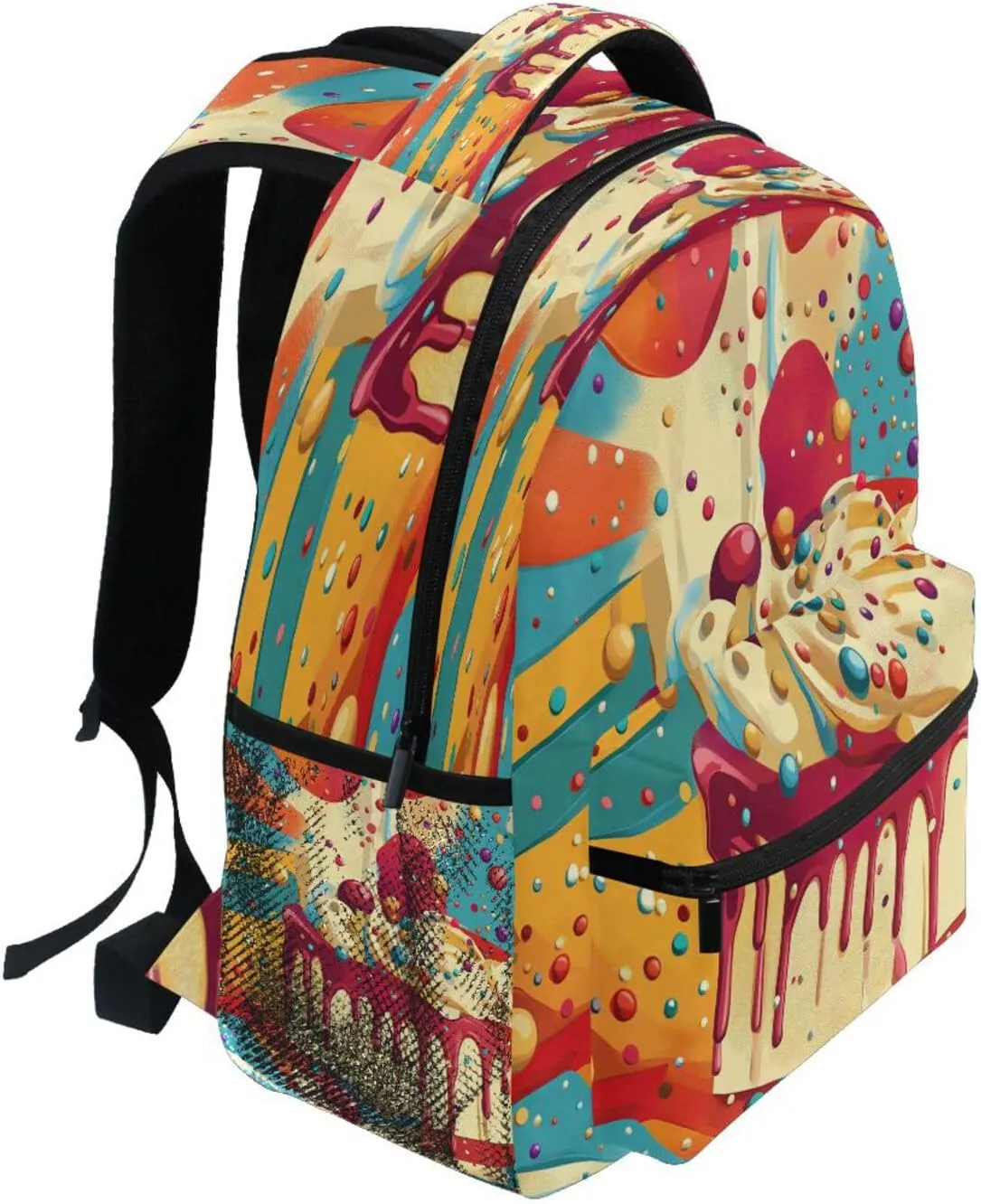 Backpack for Men and Women Fashion Outdoor Backpack with Chest Strap for College Work Date Cake Circus Style