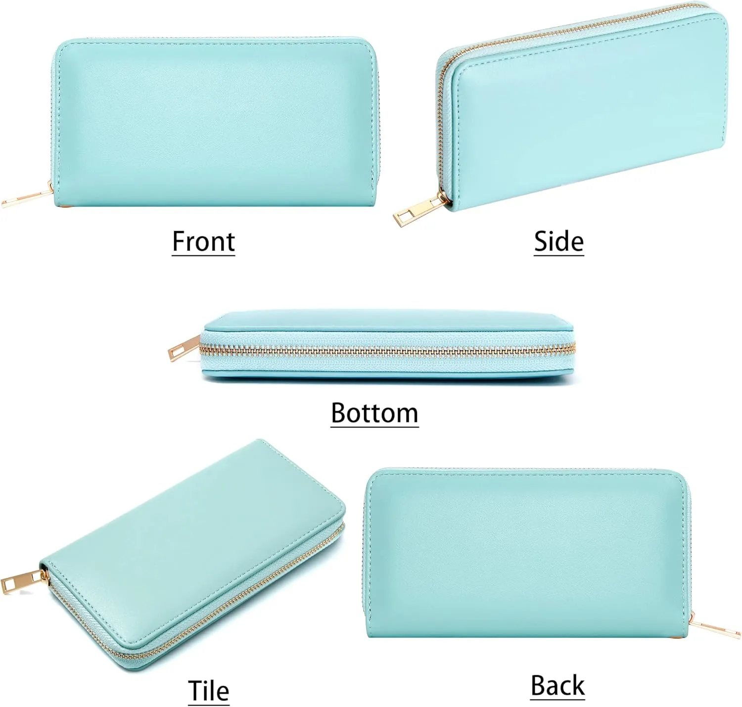 Badiya Womens Wallet Credit Card Holder RFlD Blocking Leather Zip Around Wallets Large Capacity Wristlet