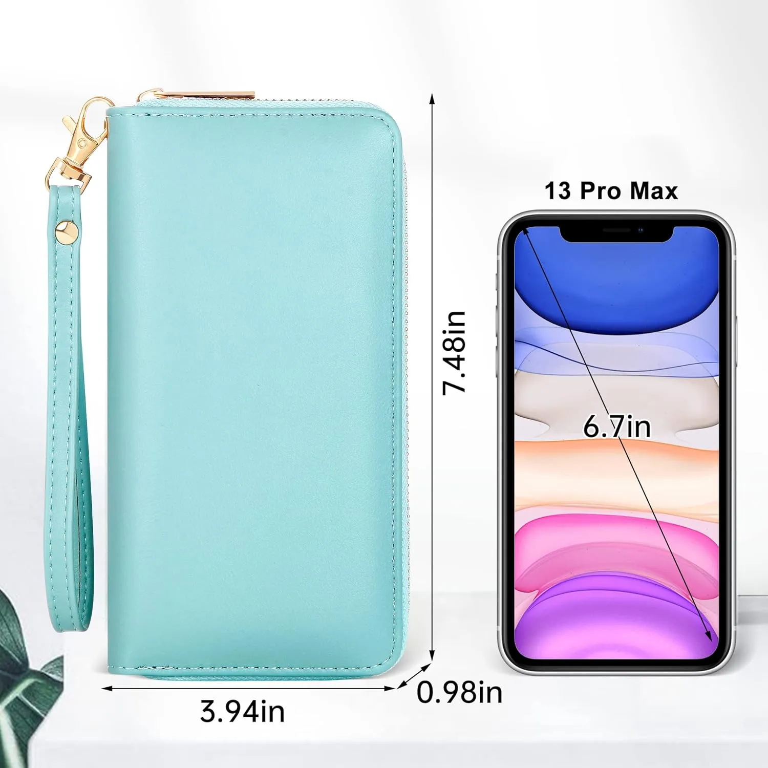 Badiya Womens Wallet Credit Card Holder RFlD Blocking Leather Zip Around Wallets Large Capacity Wristlet
