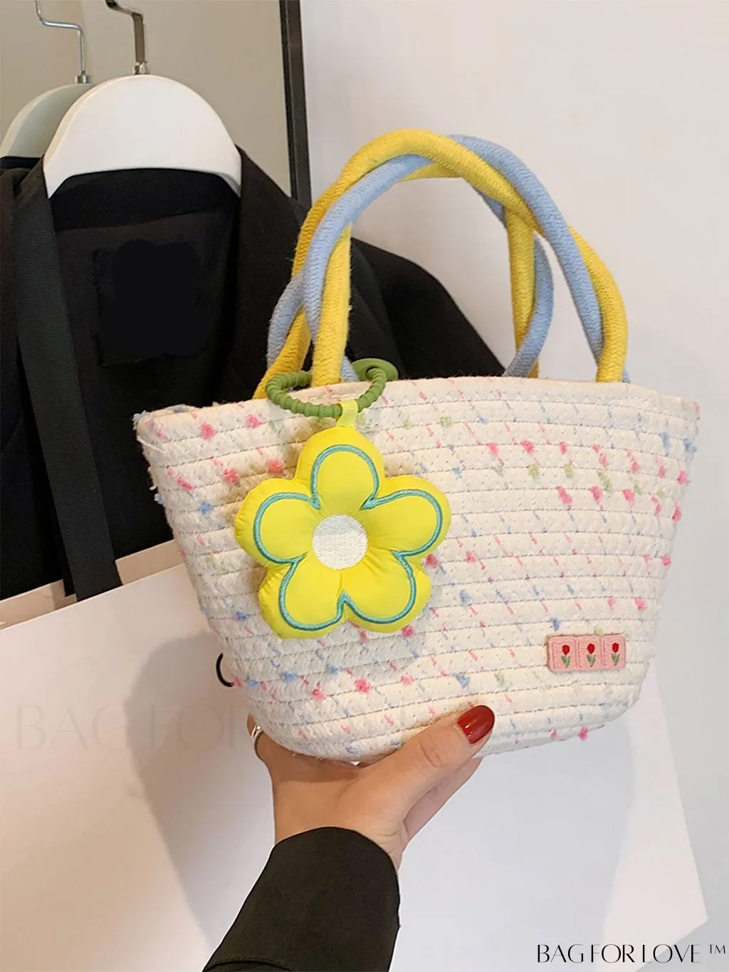 BagForLove - 2023 Summer Floral Woven Handbag: Versatile Work Bag with Handle and Shoulder Strap