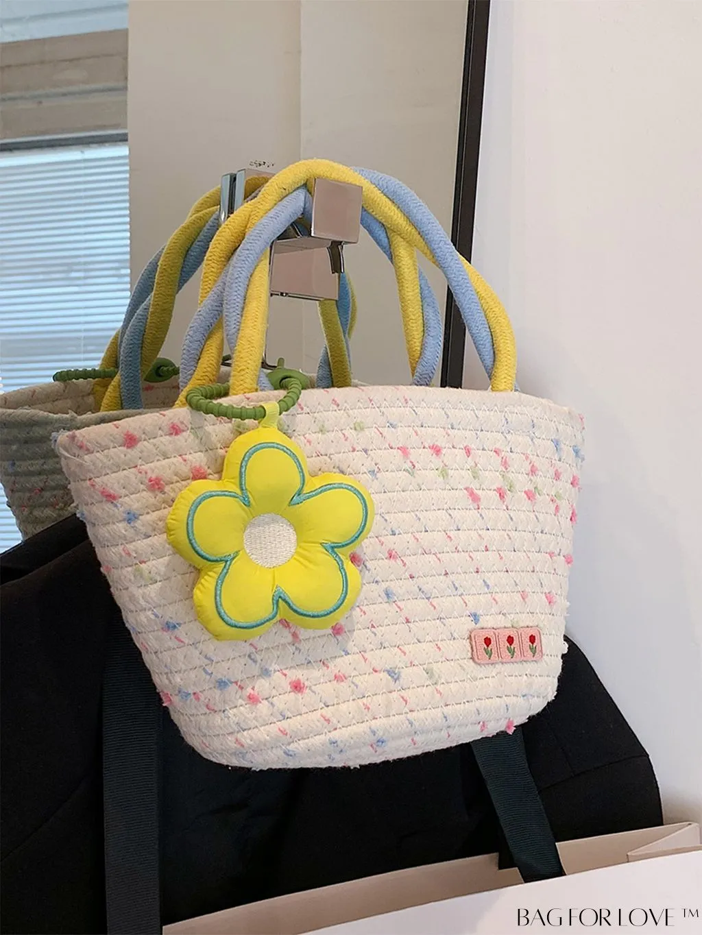 BagForLove - 2023 Summer Floral Woven Handbag: Versatile Work Bag with Handle and Shoulder Strap
