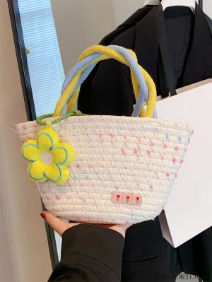 BagForLove - 2023 Summer Floral Woven Handbag: Versatile Work Bag with Handle and Shoulder Strap