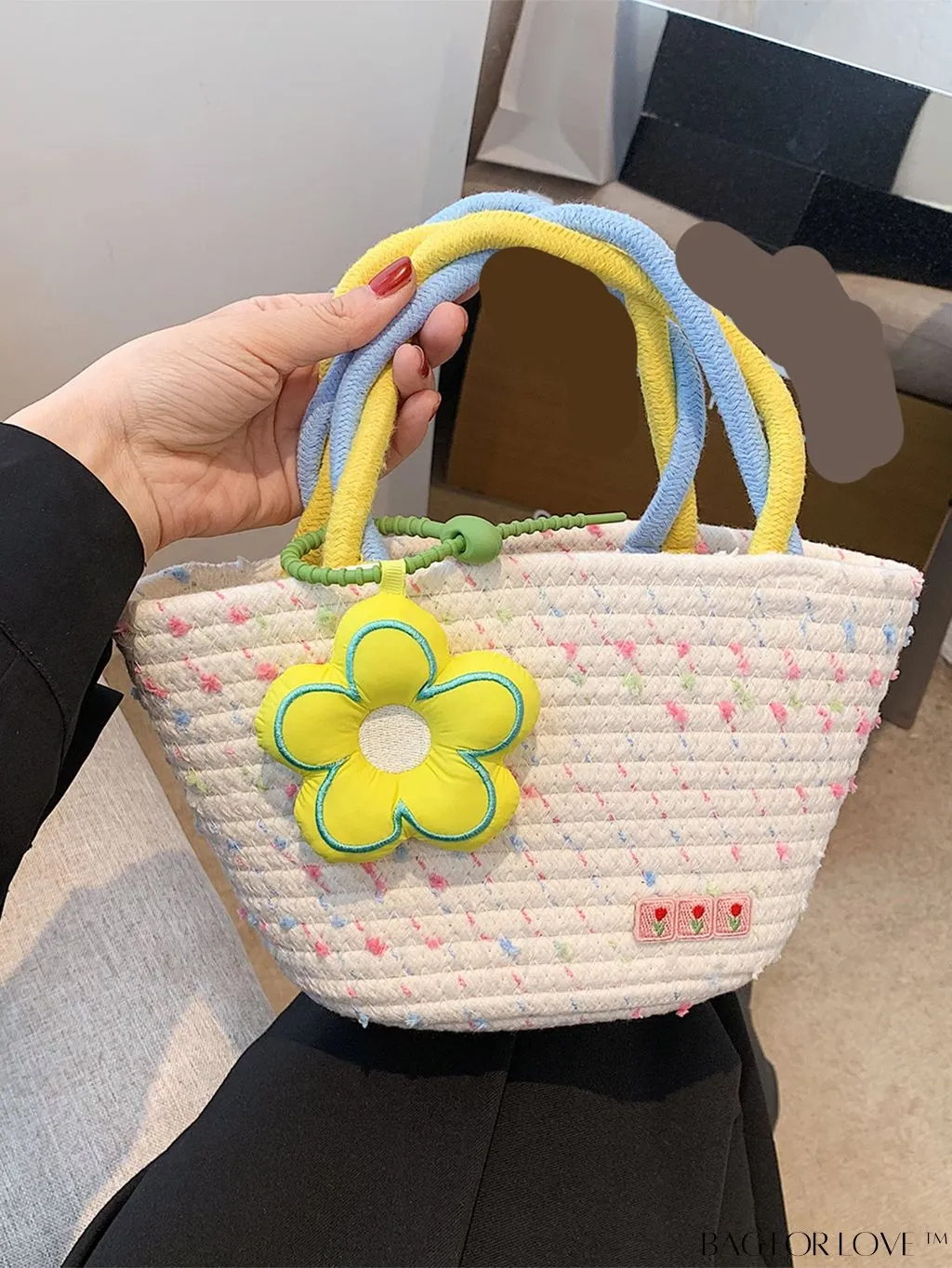 BagForLove - 2023 Summer Floral Woven Handbag: Versatile Work Bag with Handle and Shoulder Strap