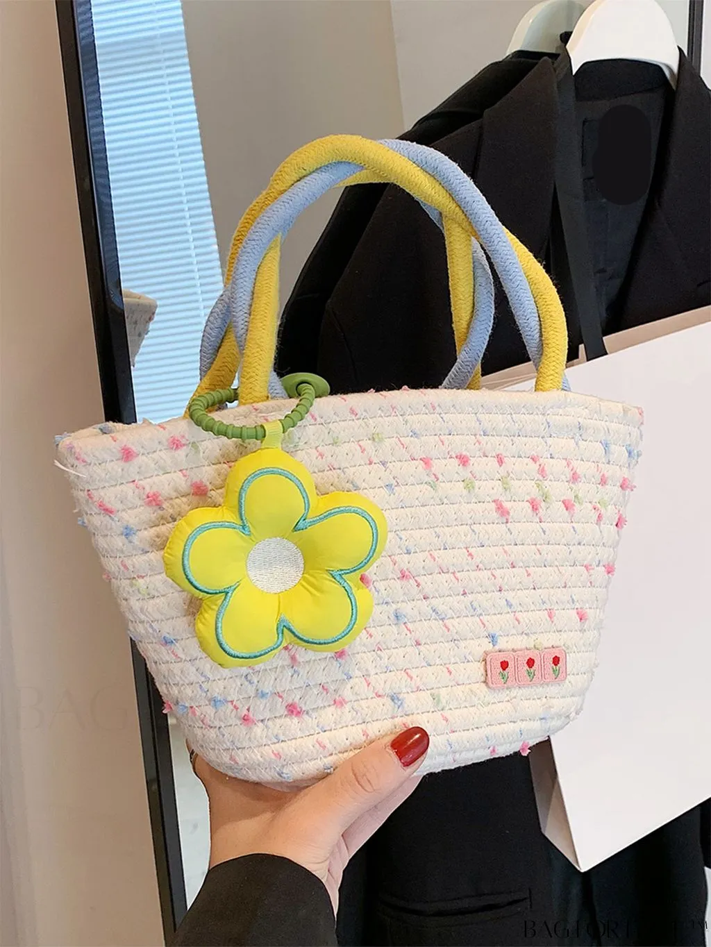 BagForLove - 2023 Summer Floral Woven Handbag: Versatile Work Bag with Handle and Shoulder Strap