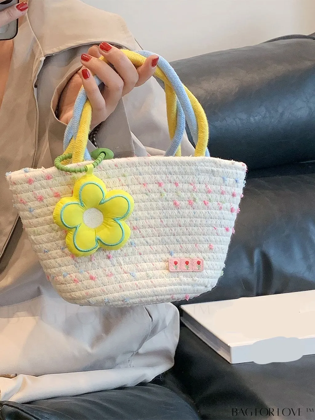 BagForLove - 2023 Summer Floral Woven Handbag: Versatile Work Bag with Handle and Shoulder Strap