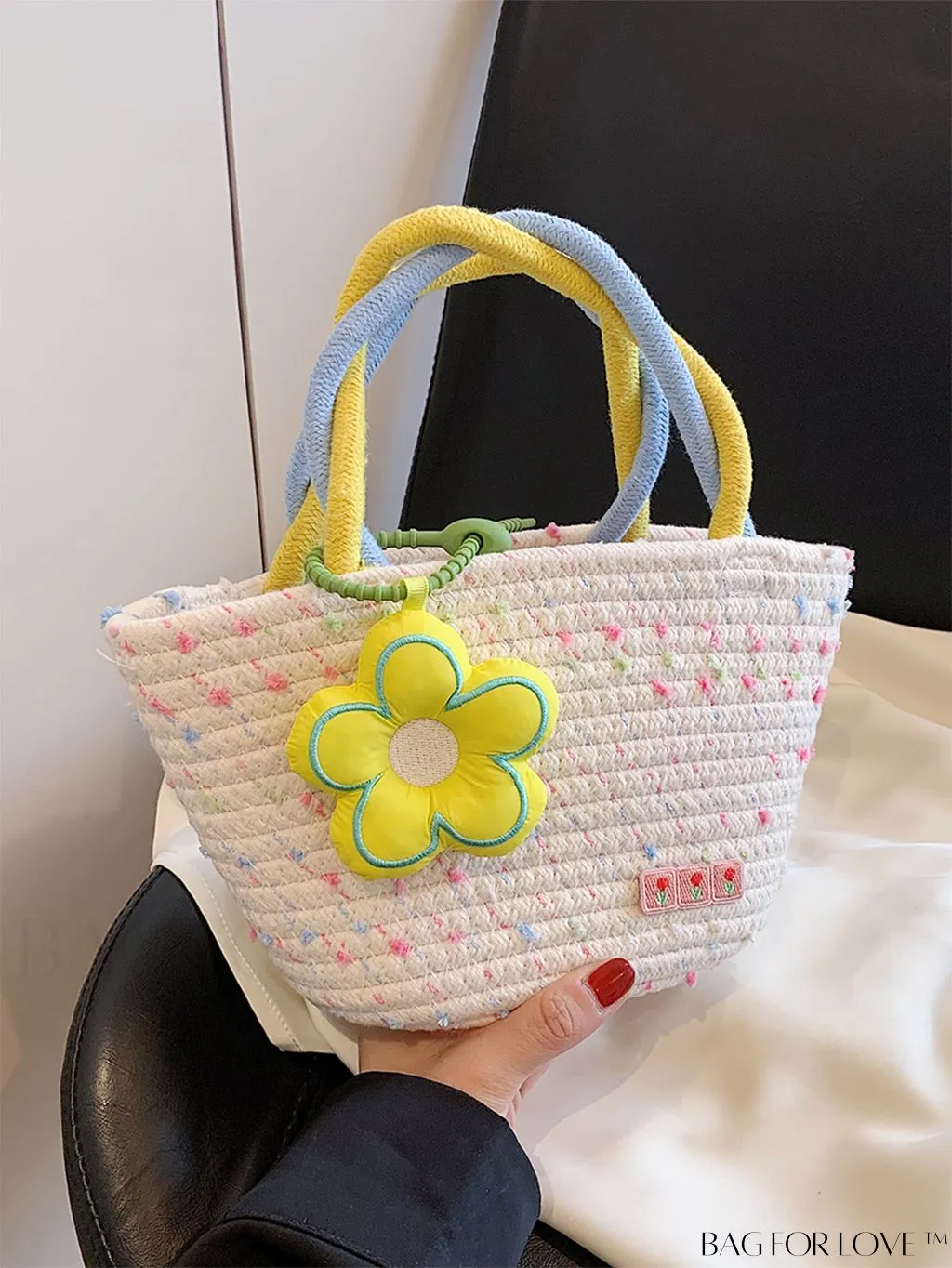 BagForLove - 2023 Summer Floral Woven Handbag: Versatile Work Bag with Handle and Shoulder Strap