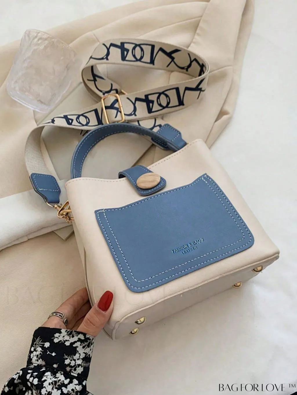 BagForLove - Chic Two-Tone Embossed Satchel Bag - Mini Size