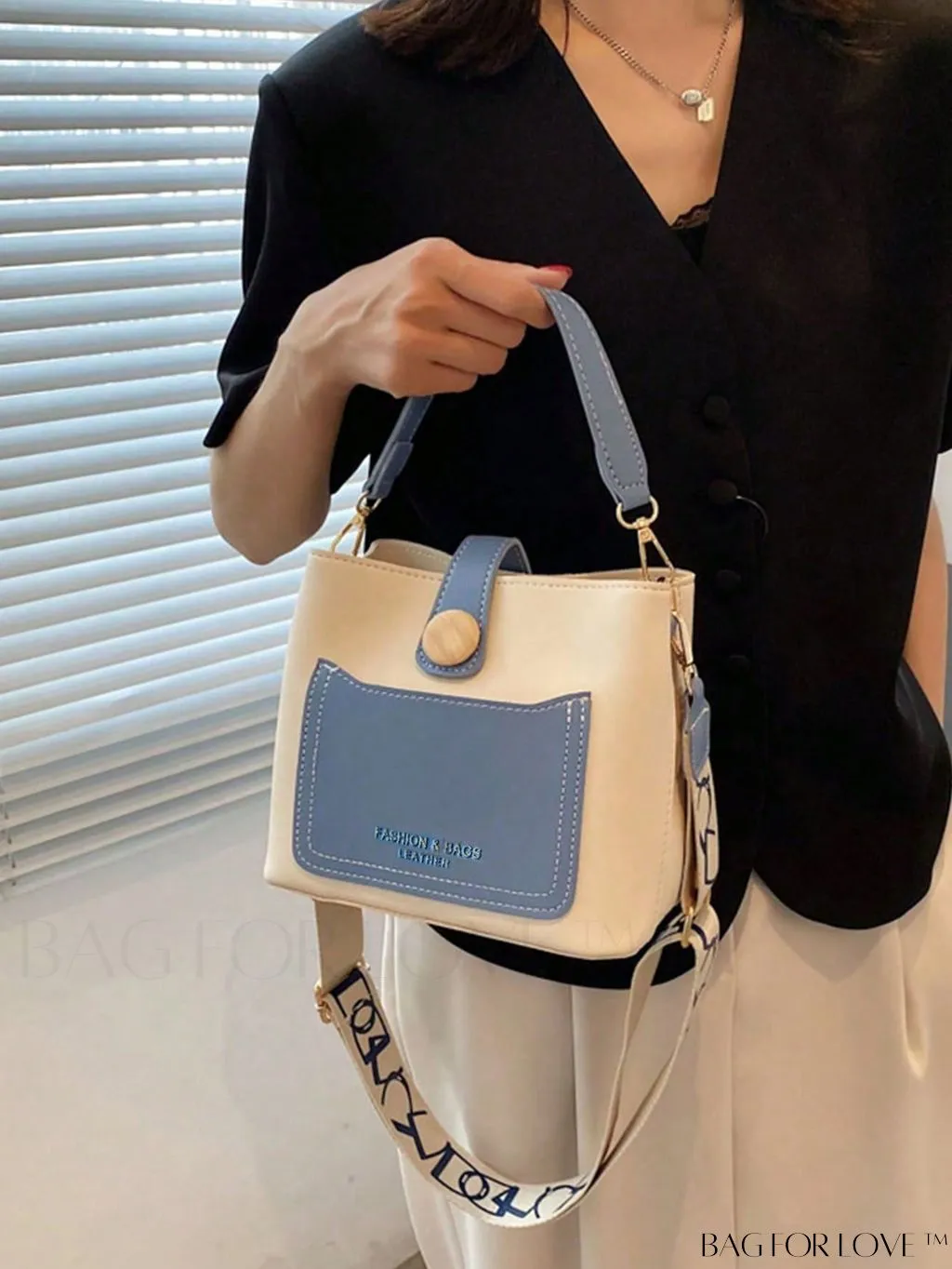 BagForLove - Chic Two-Tone Embossed Satchel Bag - Mini Size