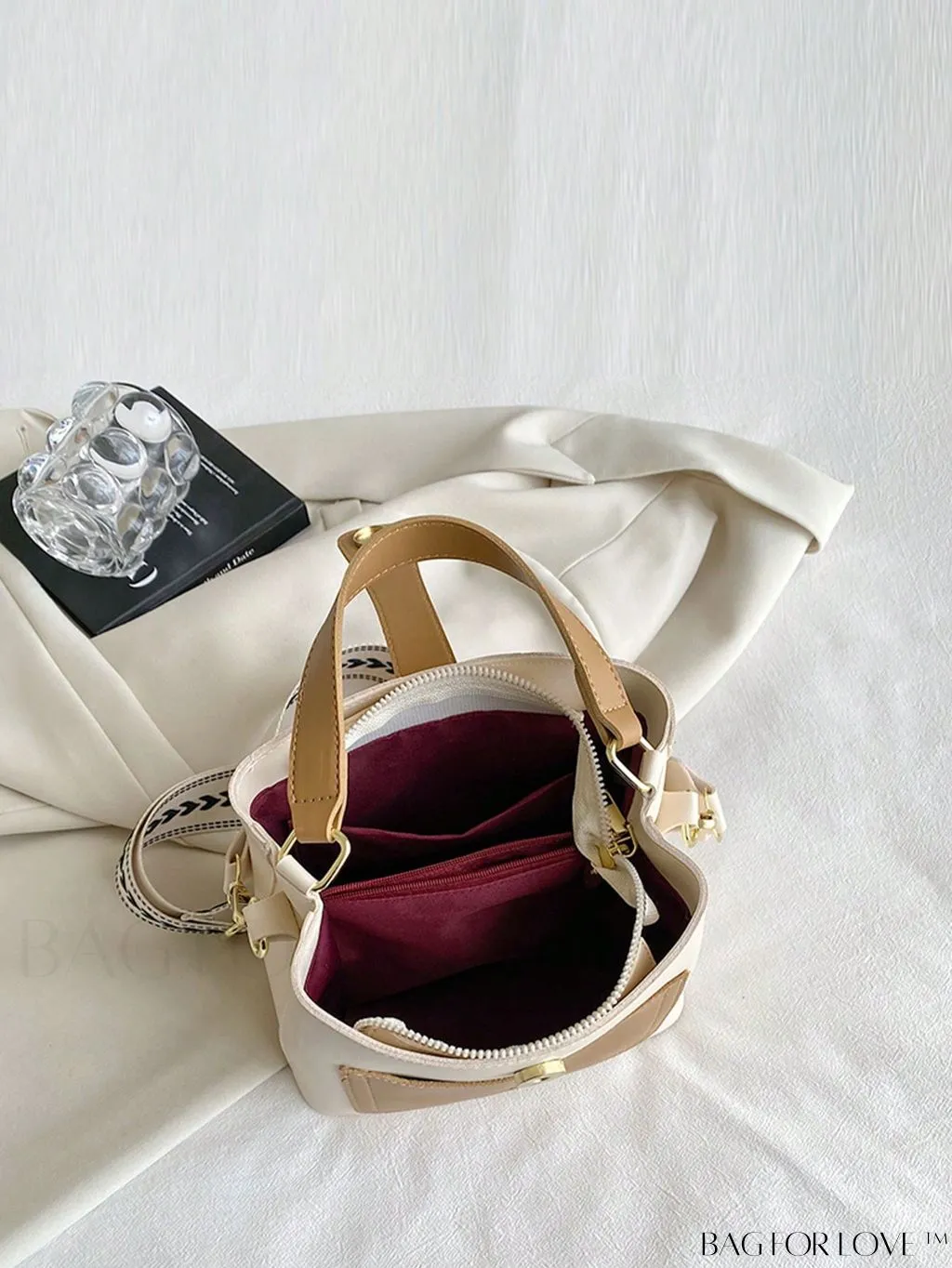 BagForLove - Chic Two-Tone Embossed Satchel Bag - Mini Size