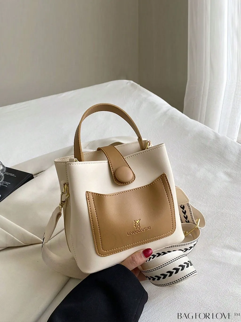 BagForLove - Chic Two-Tone Embossed Satchel Bag - Mini Size
