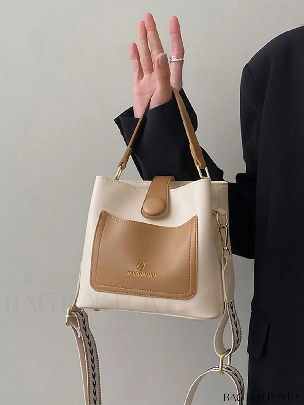 BagForLove - Chic Two-Tone Embossed Satchel Bag - Mini Size