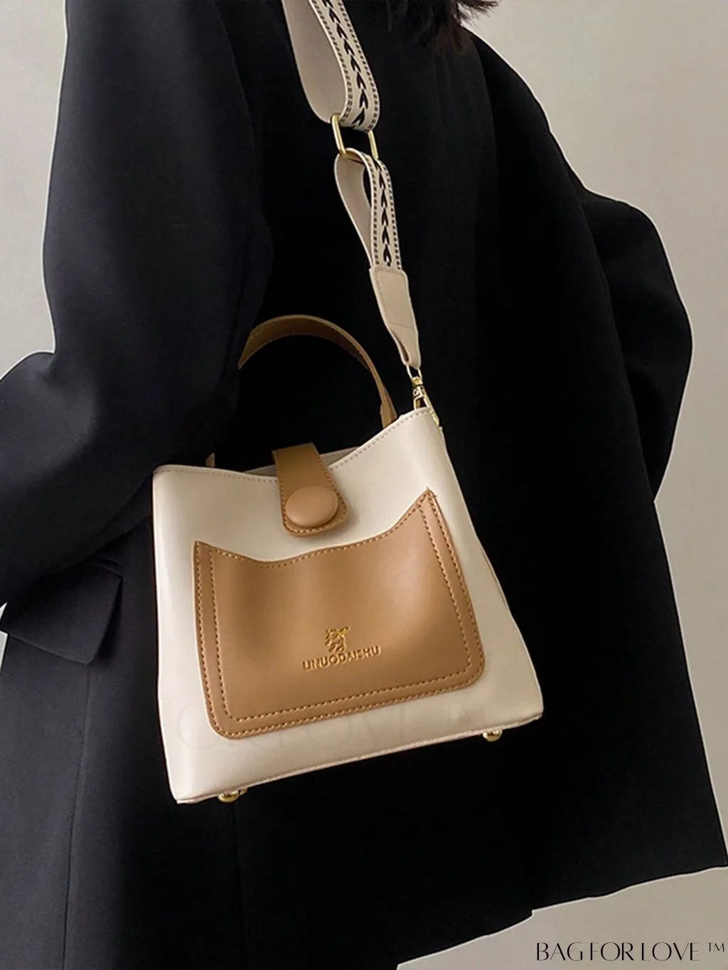 BagForLove - Chic Two-Tone Embossed Satchel Bag - Mini Size