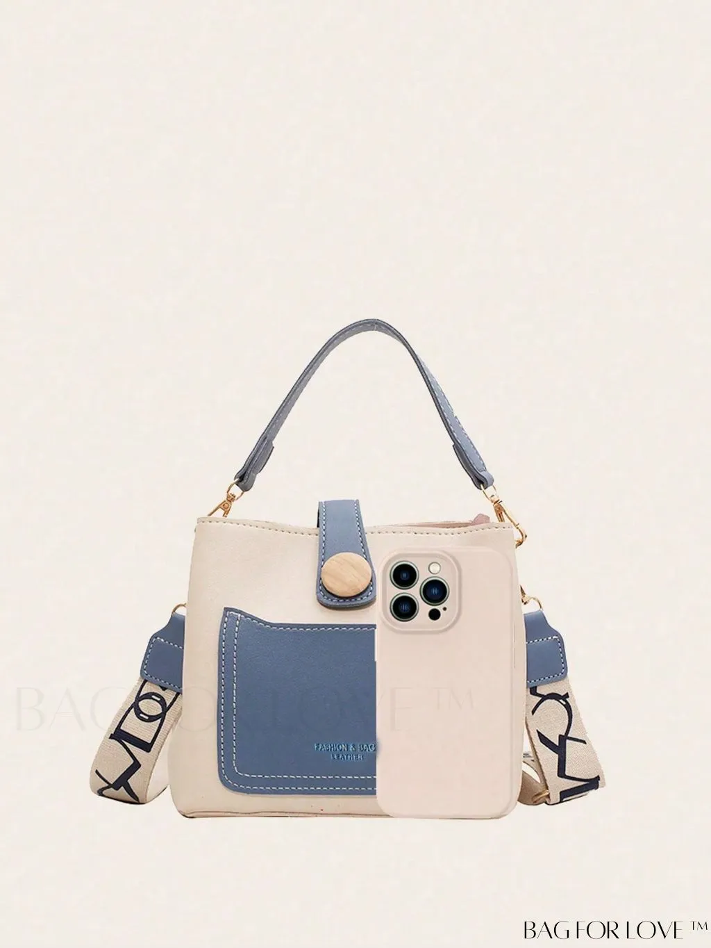 BagForLove - Chic Two-Tone Embossed Satchel Bag - Mini Size