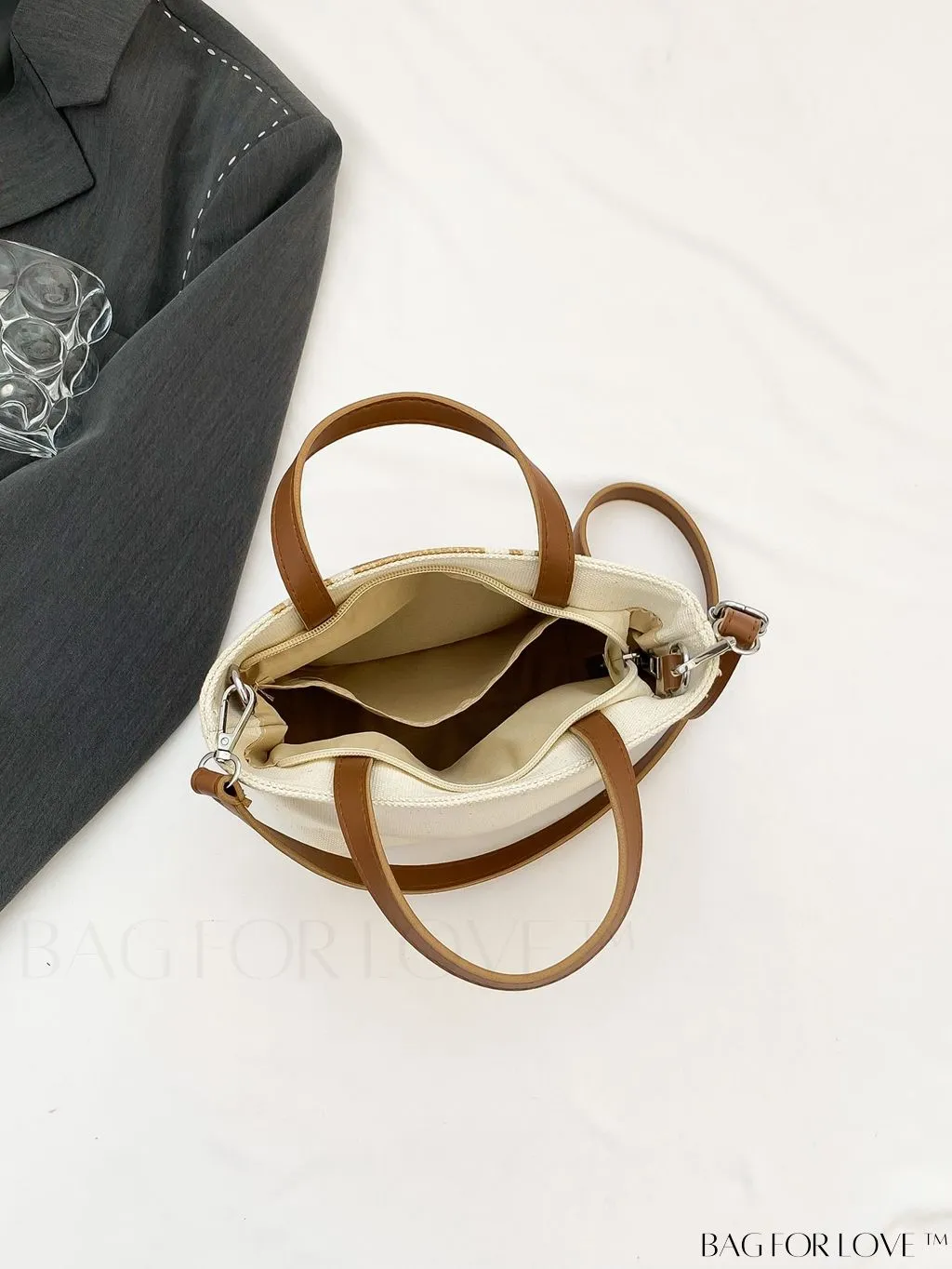 BagForLove - Classy Striped Canvas Tote for Women - Casual, Elegant, and Functional