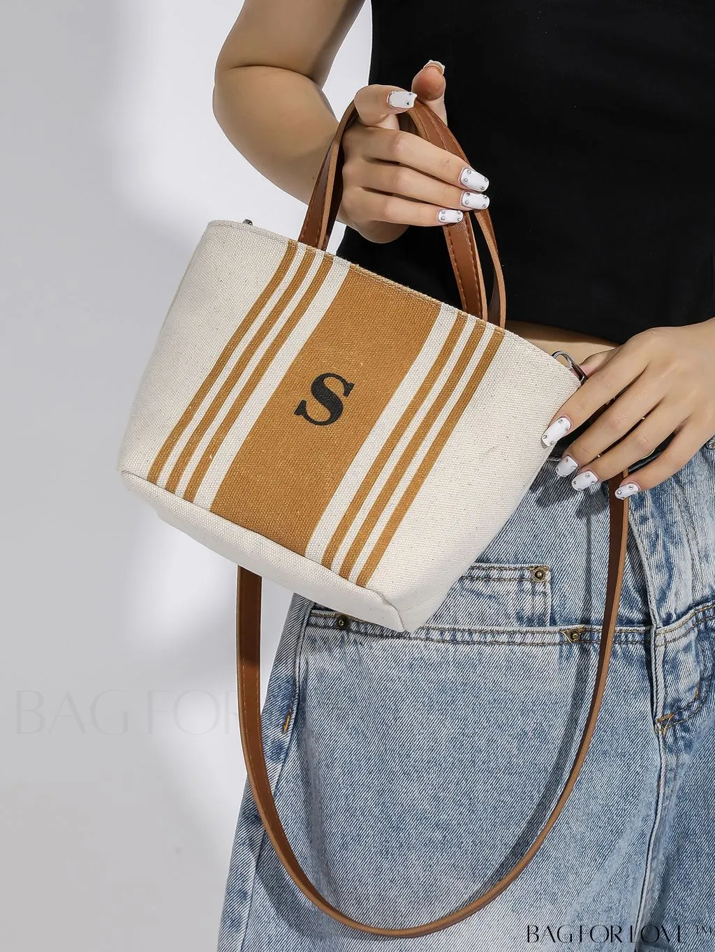 BagForLove - Classy Striped Canvas Tote for Women - Casual, Elegant, and Functional