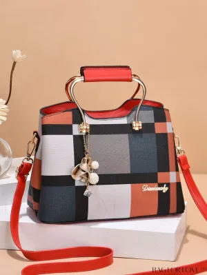 BagForLove - Colorblock Plaid Square Shoulder Bag - Versatile Crossbody Handbag for Women - Ideal Mothers Day Gift
