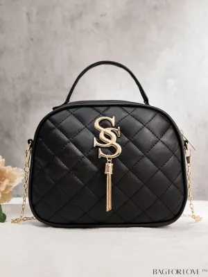 BagForLove - Compact Quilted Chain Satchel Bag with Tassel Detail
