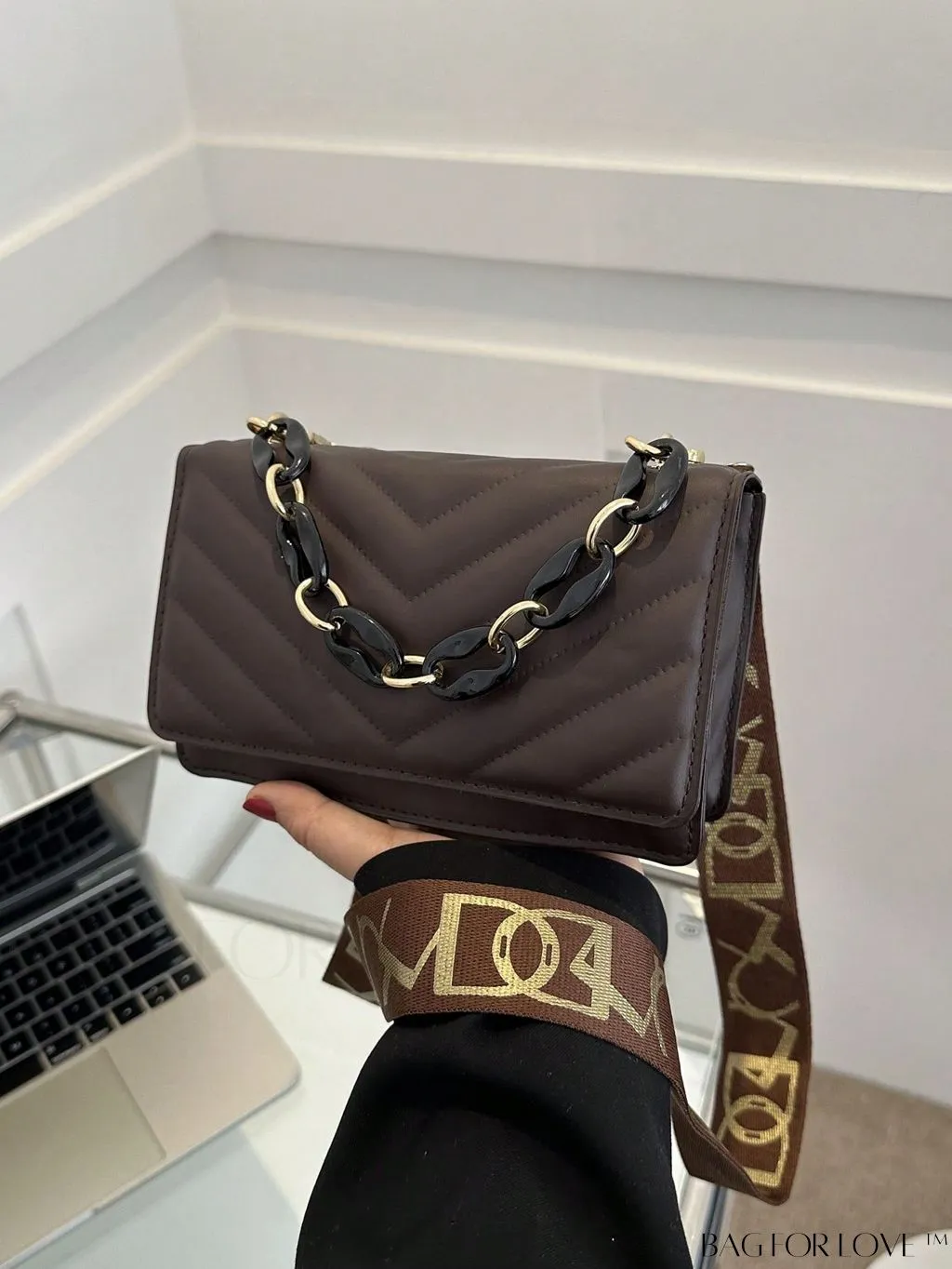 BagForLove - Compact Quilted Chevron Flap Bag