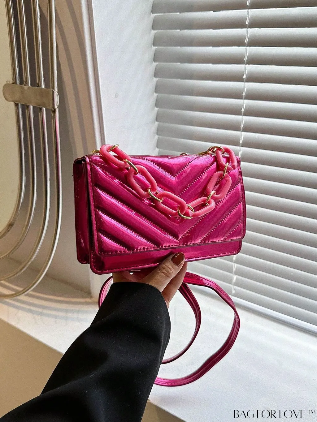 BagForLove - Compact Quilted Chevron Flap Bag