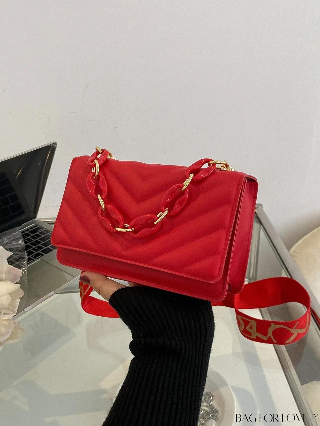 BagForLove - Compact Quilted Chevron Flap Bag