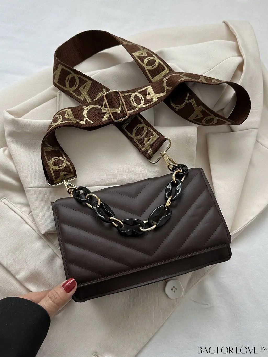 BagForLove - Compact Quilted Chevron Flap Bag