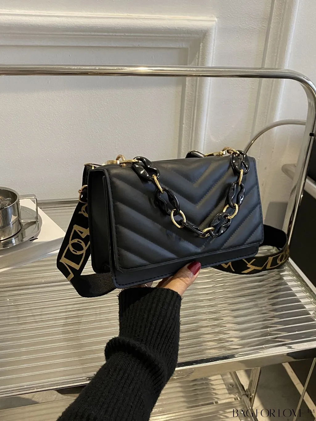 BagForLove - Compact Quilted Chevron Flap Bag
