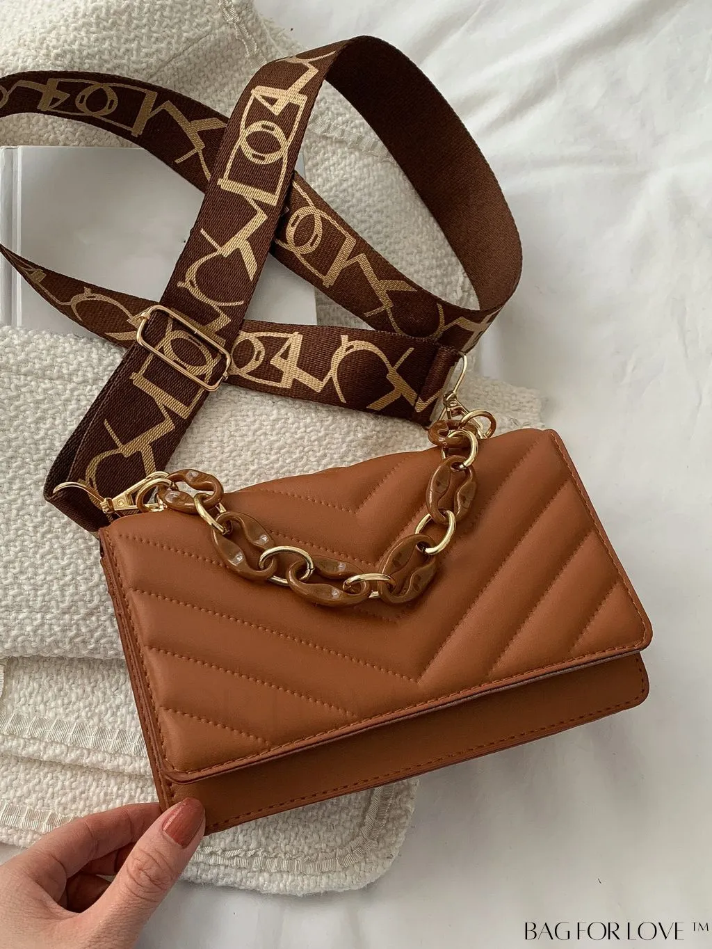 BagForLove - Compact Quilted Chevron Flap Bag