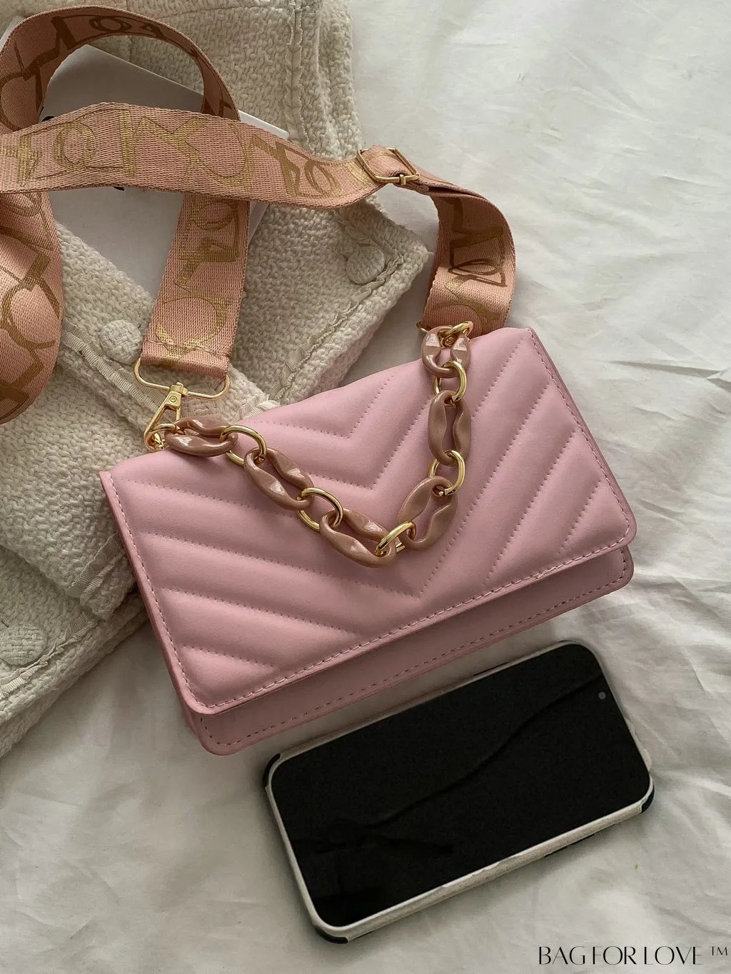 BagForLove - Compact Quilted Chevron Flap Bag