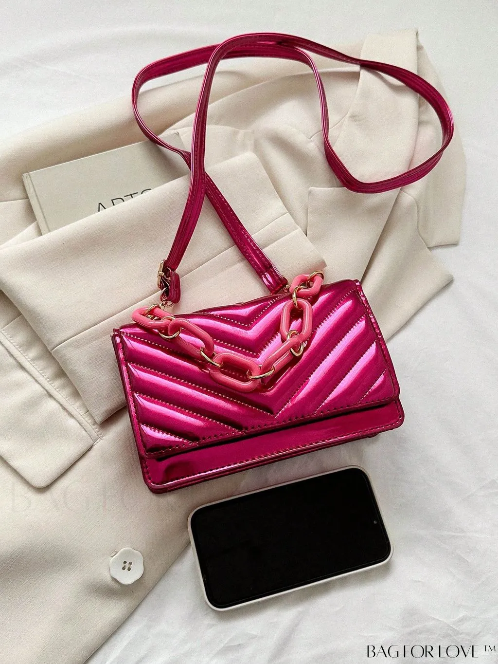 BagForLove - Compact Quilted Chevron Flap Bag