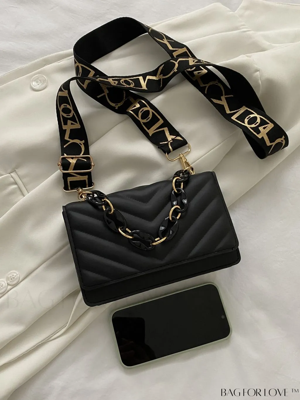 BagForLove - Compact Quilted Chevron Flap Bag