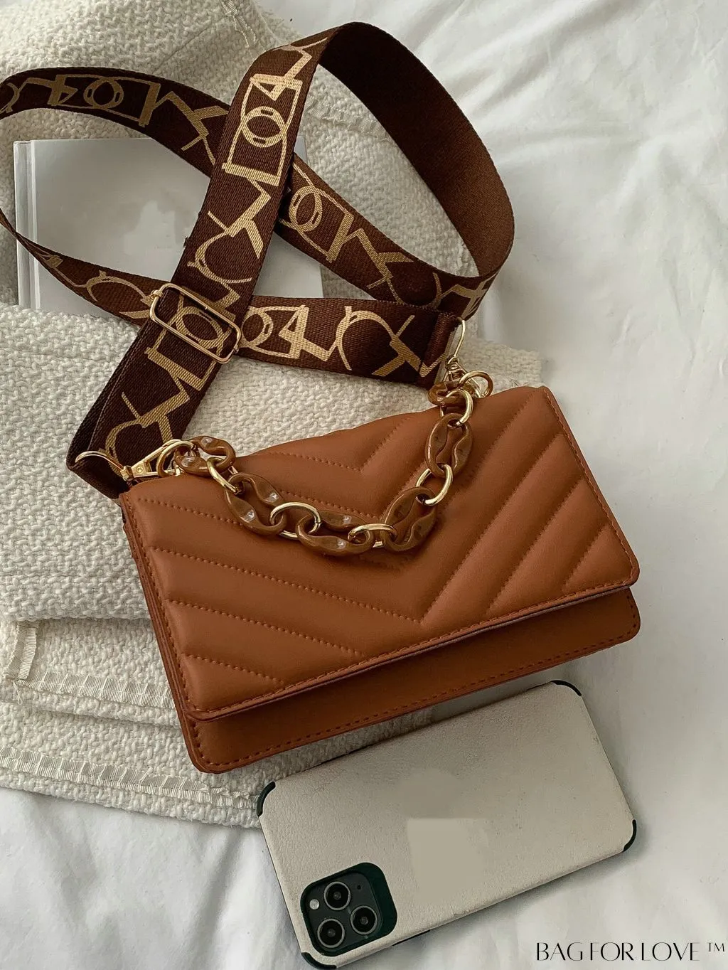 BagForLove - Compact Quilted Chevron Flap Bag