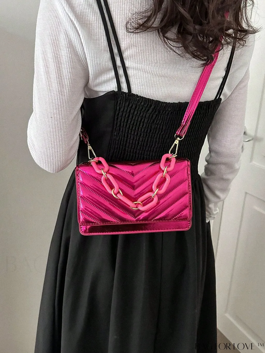BagForLove - Compact Quilted Chevron Flap Bag