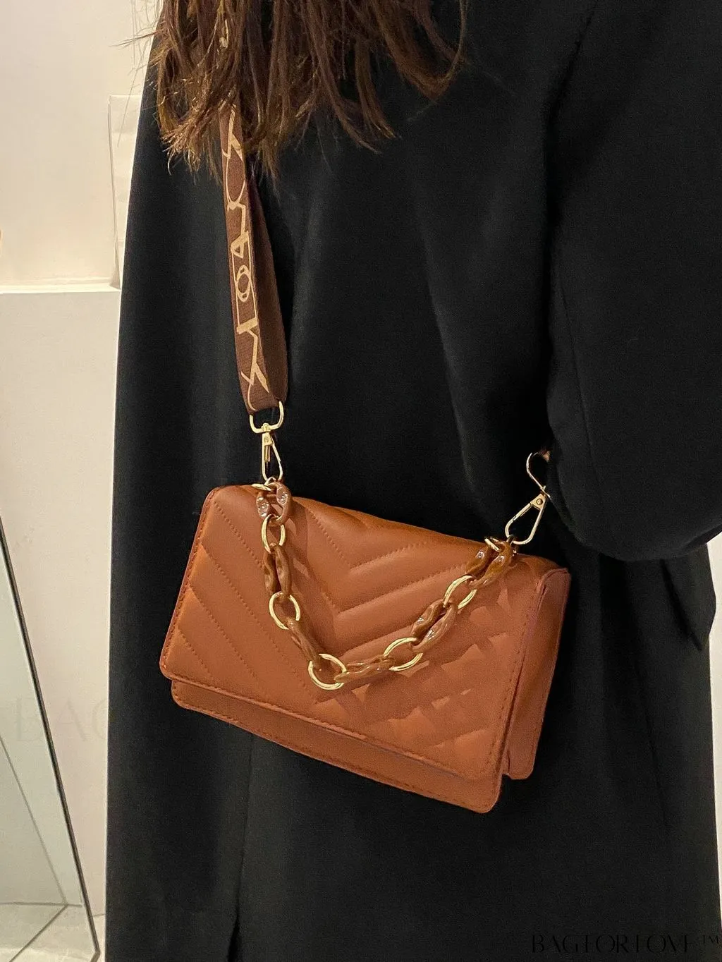 BagForLove - Compact Quilted Chevron Flap Bag