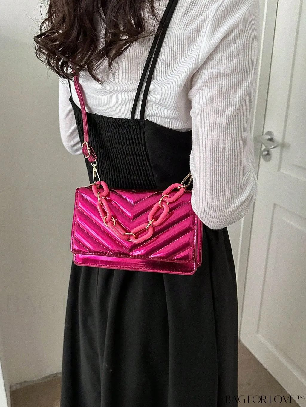 BagForLove - Compact Quilted Chevron Flap Bag