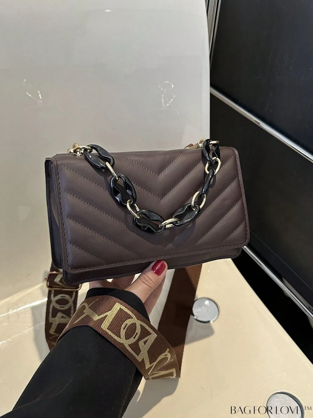 BagForLove - Compact Quilted Chevron Flap Bag