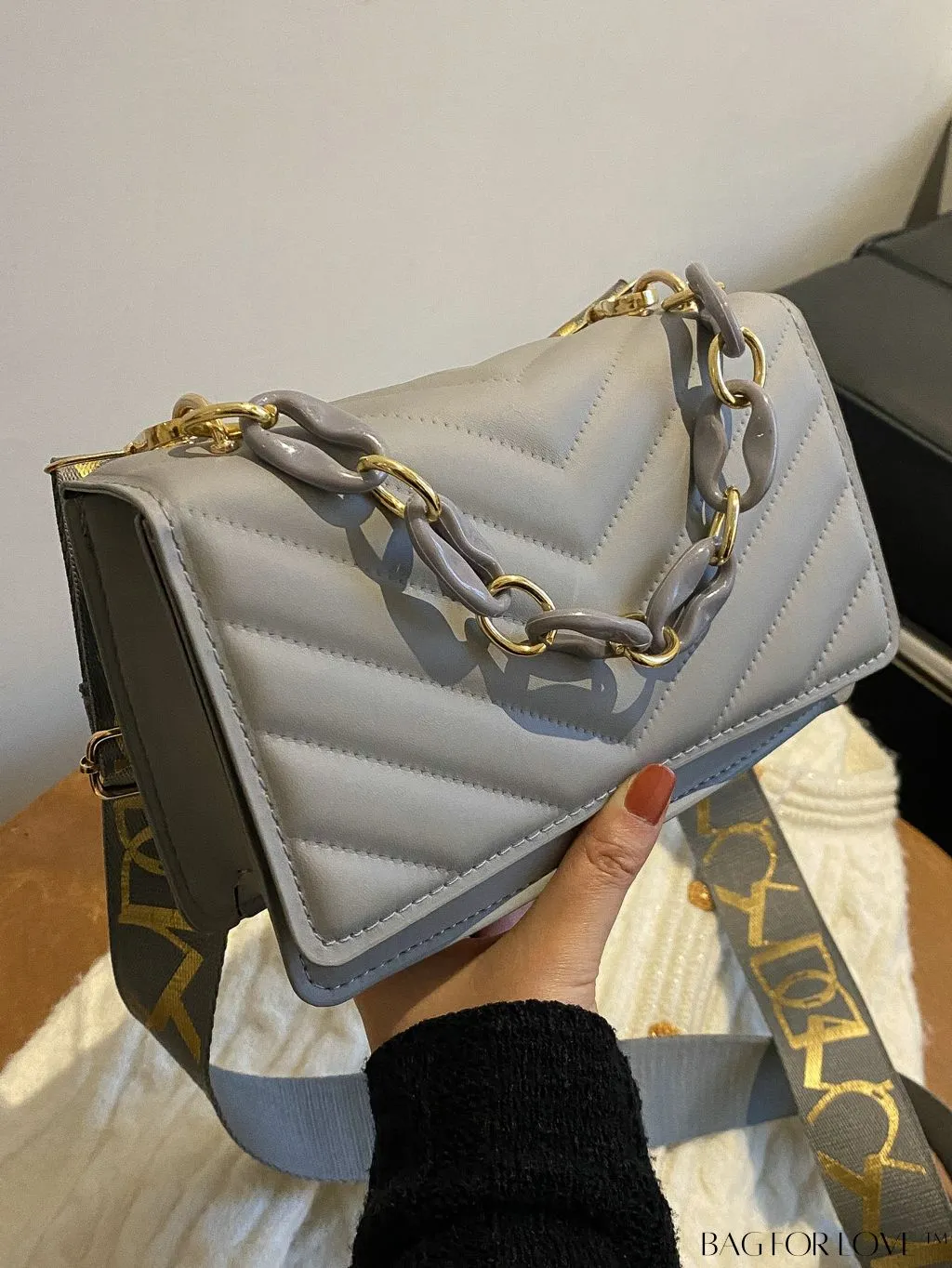 BagForLove - Compact Quilted Chevron Flap Bag