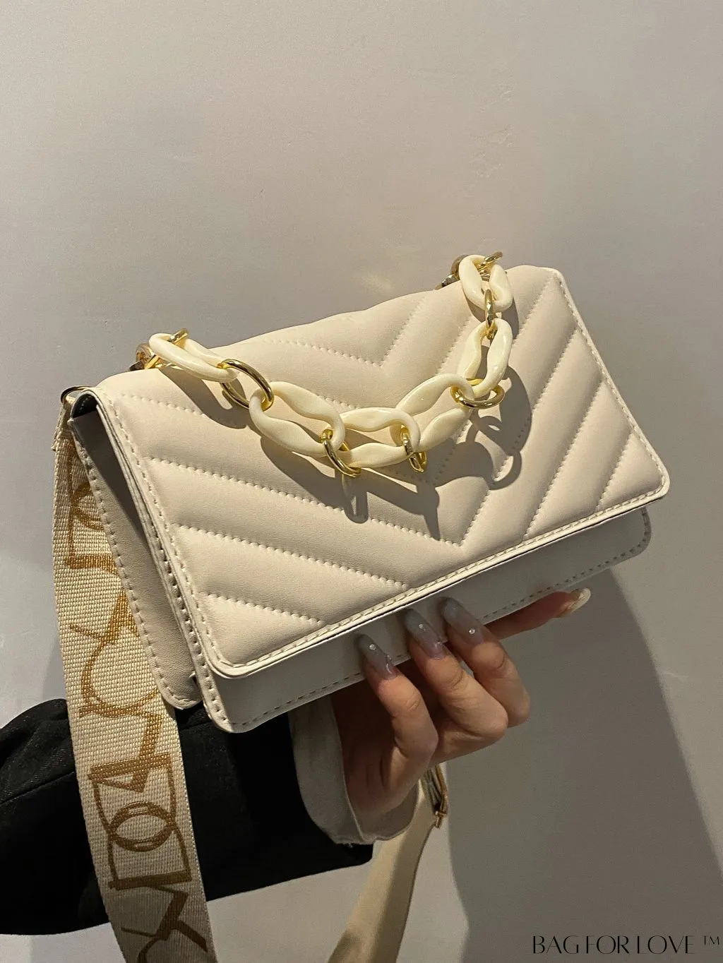 BagForLove - Compact Quilted Chevron Flap Bag