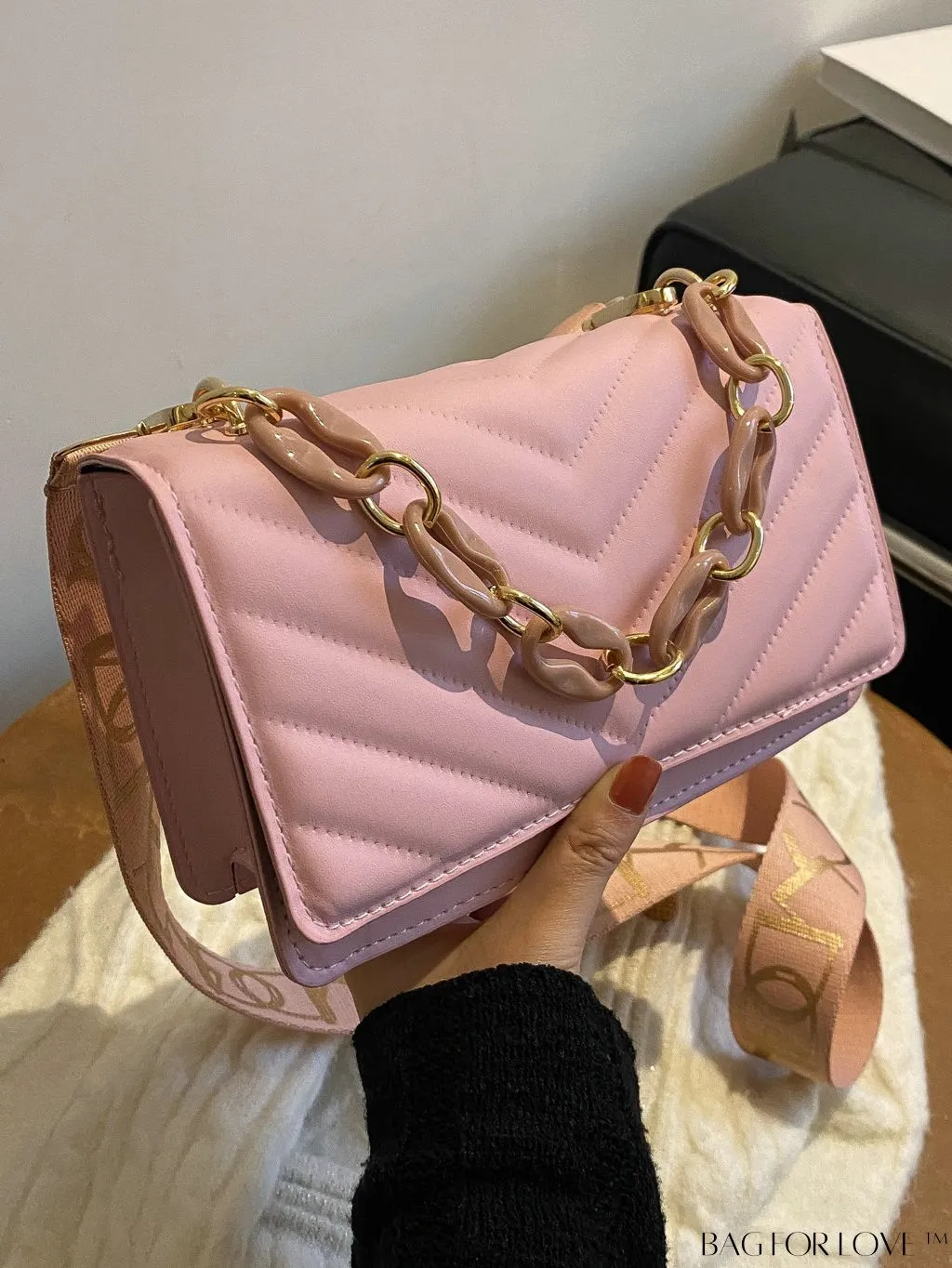 BagForLove - Compact Quilted Chevron Flap Bag