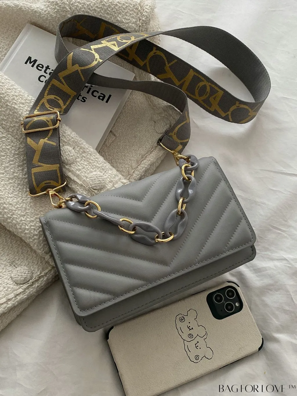 BagForLove - Compact Quilted Chevron Flap Bag