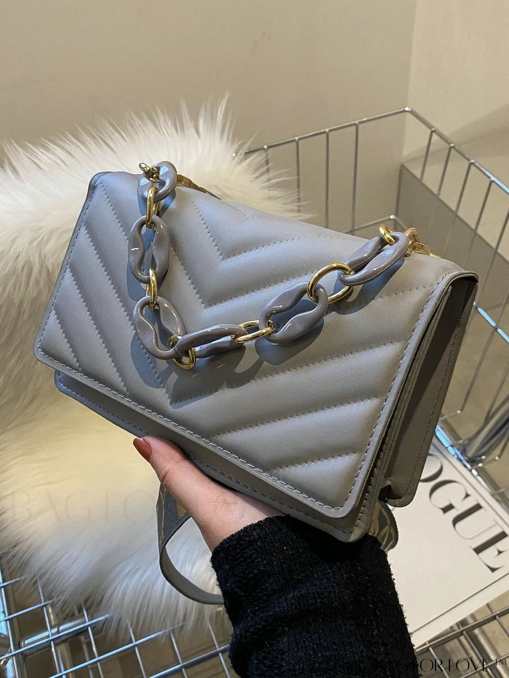 BagForLove - Compact Quilted Chevron Flap Bag