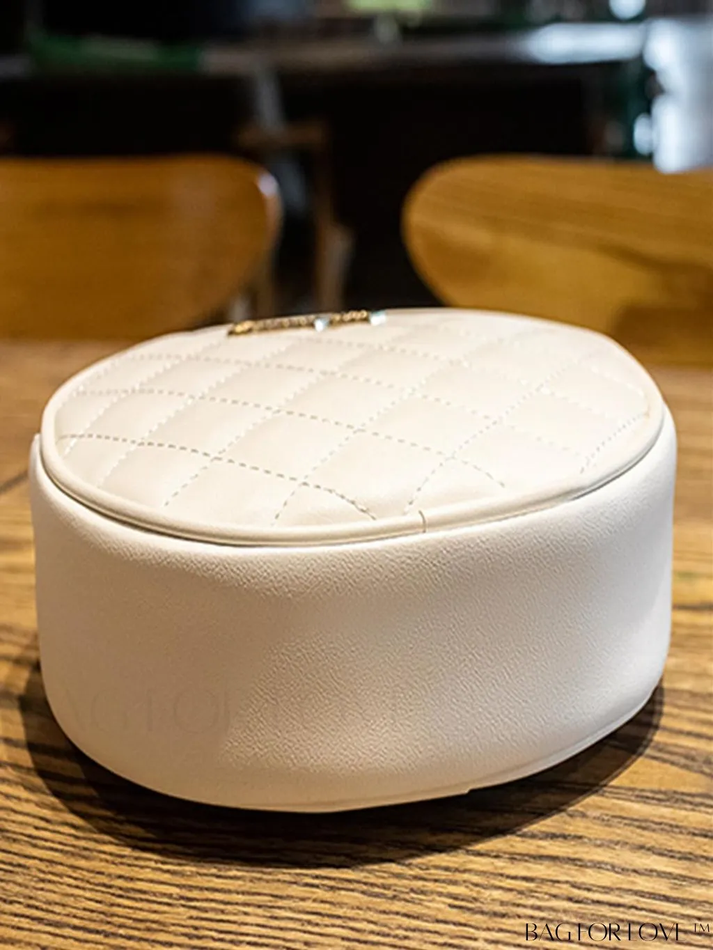 BagForLove - Compact Quilted Circle Bag with Mini Letter Graphics
