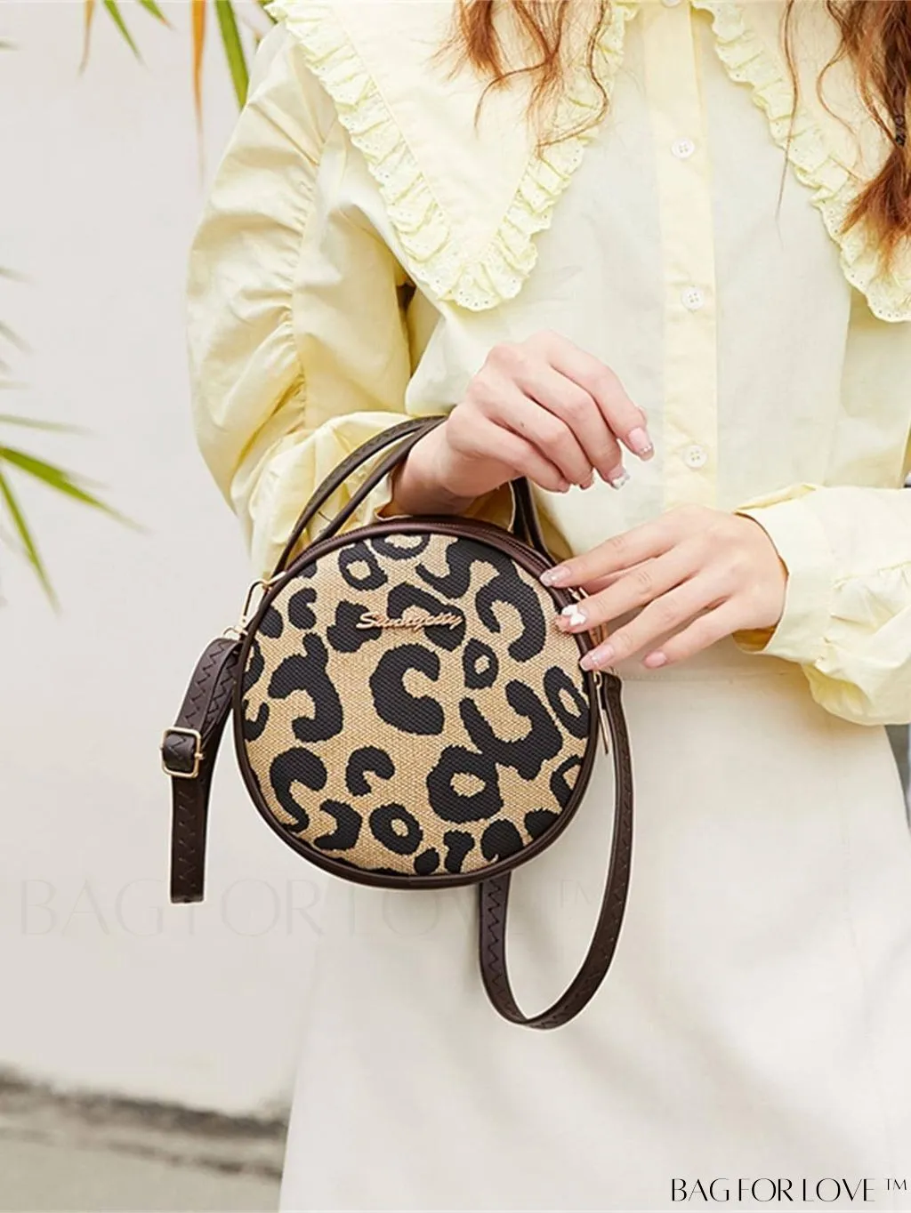 BagForLove - Compact Quilted Circle Bag with Mini Letter Graphics