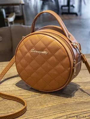 BagForLove - Compact Quilted Circle Bag with Mini Letter Graphics