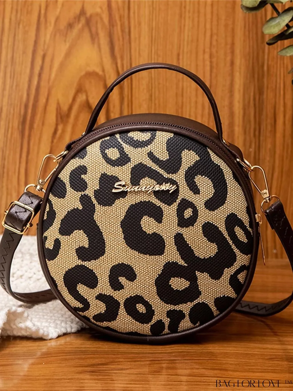BagForLove - Compact Quilted Circle Bag with Mini Letter Graphics