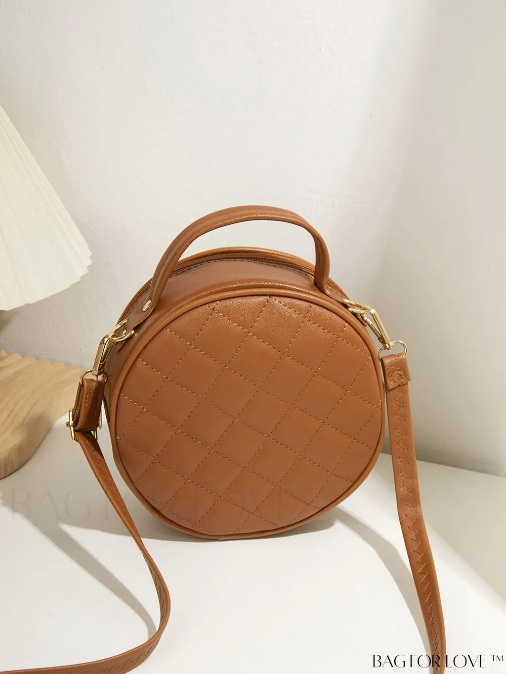 BagForLove - Compact Quilted Circle Bag with Mini Letter Graphics