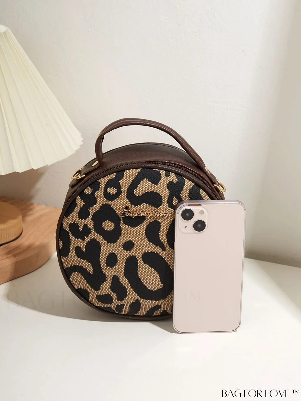 BagForLove - Compact Quilted Circle Bag with Mini Letter Graphics